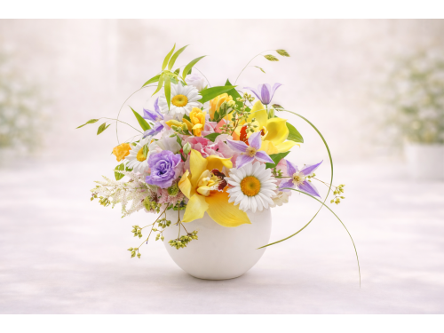 Aranjament Floral cu Hortensie roz